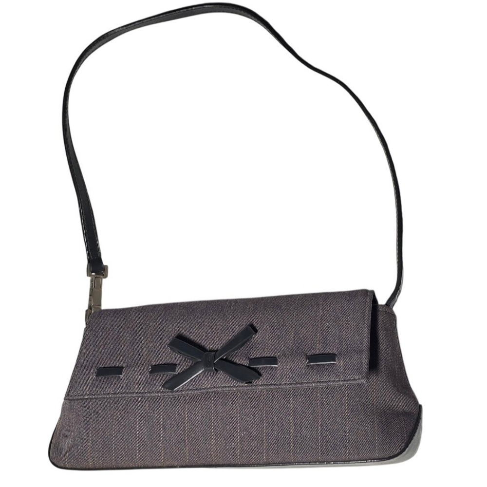 Reaction Kenneth Cole Small Gray Denim Foldover Clutch Shoulder Bag - Picture 3 of 9